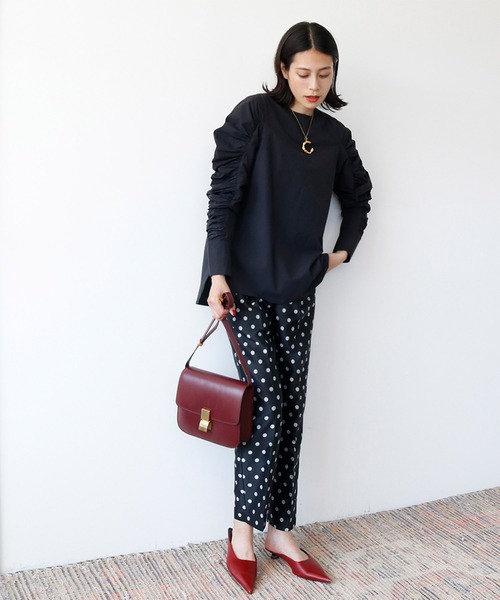 ELFRANK(エルフランク)の「ドットジャガードセンタープレステーパードパンツ【洗える】(その他パンツ・レディース・ブラック/ネイビー/グレー・FREE)」の15枚目の写真