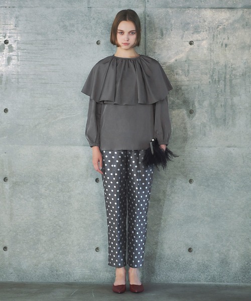 ELFRANK(エルフランク)の「ドットジャガードセンタープレステーパードパンツ【洗える】(その他パンツ・レディース・ブラック/ネイビー/グレー・FREE)」の17枚目の写真