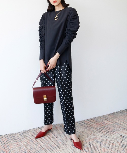 ELFRANK(エルフランク)の「ドットジャガードセンタープレステーパードパンツ【洗える】(その他パンツ・レディース・ブラック/ネイビー/グレー・FREE)」の18枚目の写真