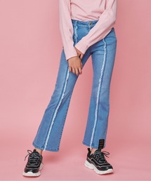 フロントフリンジデニムフレアパンツ