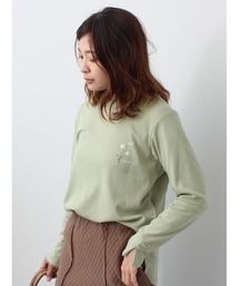 【M～5L 大きいサイズ】ワンポイント ラウンドヘム ロンＴ