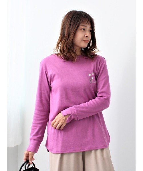 leswel（レスウェル）の「【M～5L 大きいサイズ】ワンポイント ラウンドヘム ロンＴ（Tシャツ/カットソー・レディース・パープル/カーキ/チャコールグレー・M/L/LL/3L/4L/5L）」の10枚目の写真