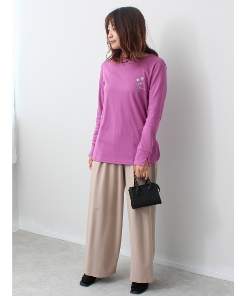 leswel（レスウェル）の「【M～5L 大きいサイズ】ワンポイント ラウンドヘム ロンＴ（Tシャツ/カットソー・レディース・パープル/カーキ/チャコールグレー・M/L/LL/3L/4L/5L）」の15枚目の写真