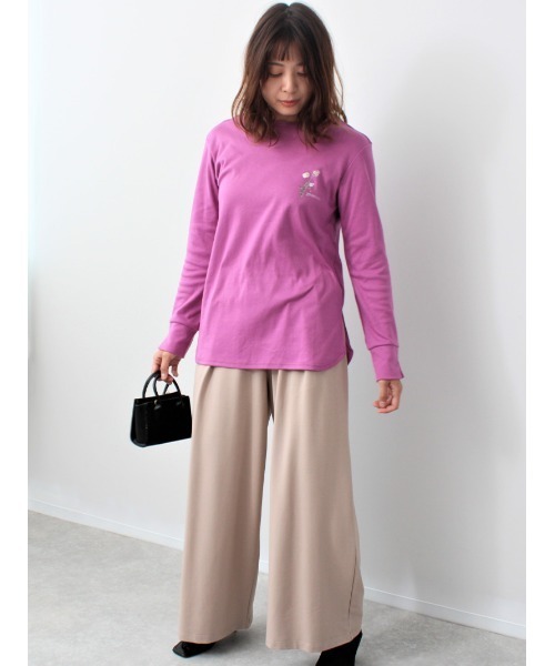 leswel（レスウェル）の「【M～5L 大きいサイズ】ワンポイント ラウンドヘム ロンＴ（Tシャツ/カットソー・レディース・パープル/カーキ/チャコールグレー・M/L/LL/3L/4L/5L）」の16枚目の写真