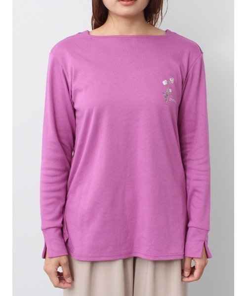 leswel（レスウェル）の「【M～5L 大きいサイズ】ワンポイント ラウンドヘム ロンＴ（Tシャツ/カットソー・レディース・パープル/カーキ/チャコールグレー・M/L/LL/3L/4L/5L）」の11枚目の写真