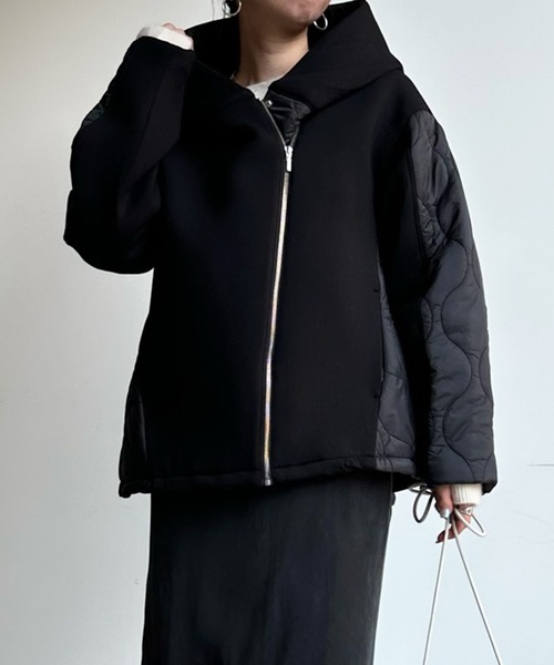 DouDou（ドゥドゥ）の「【WEB限定】キルティング切替ダンボールブルゾン（ブルゾン・レディース・ブラック/ベージュ/カーキ・FREE）」の2枚目の写真