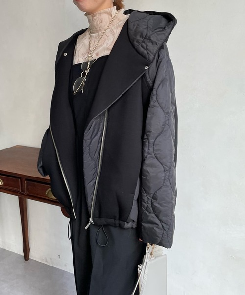 DouDou（ドゥドゥ）の「【WEB限定】キルティング切替ダンボールブルゾン（ブルゾン・レディース・ブラック/ベージュ/カーキ・FREE）」の18枚目の写真