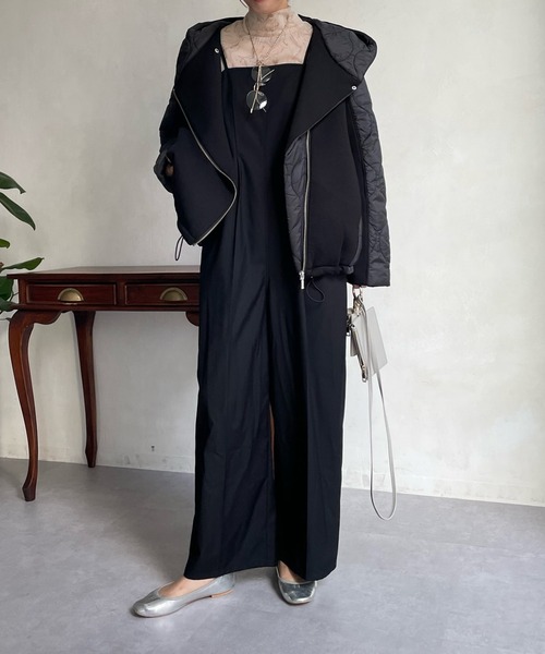 DouDou（ドゥドゥ）の「【WEB限定】キルティング切替ダンボールブルゾン（ブルゾン・レディース・ブラック/ベージュ/カーキ・FREE）」の4枚目の写真