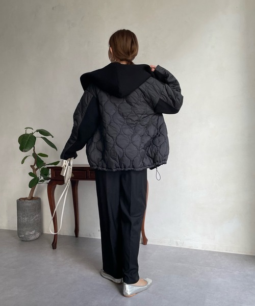 DouDou（ドゥドゥ）の「【WEB限定】キルティング切替ダンボールブルゾン（ブルゾン・レディース・ブラック/ベージュ/カーキ・FREE）」の11枚目の写真