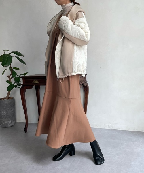 DouDou（ドゥドゥ）の「【WEB限定】キルティング切替ダンボールブルゾン（ブルゾン・レディース・ブラック/ベージュ/カーキ・FREE）」の9枚目の写真