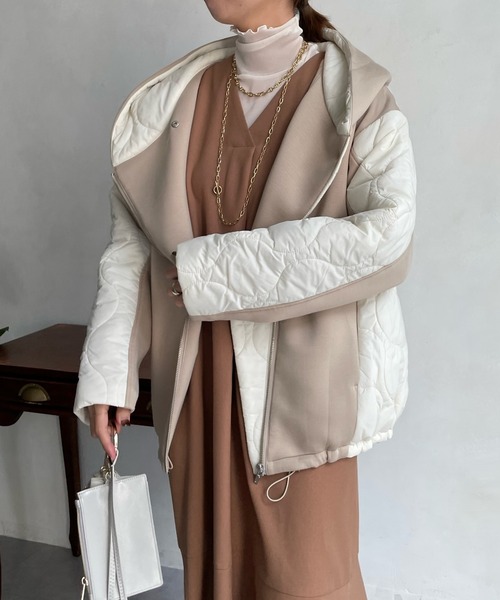 DouDou（ドゥドゥ）の「【WEB限定】キルティング切替ダンボールブルゾン（ブルゾン・レディース・ブラック/ベージュ/カーキ・FREE）」の19枚目の写真