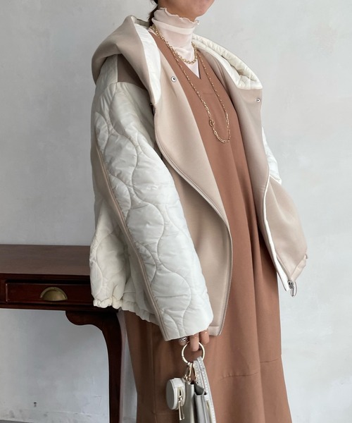 DouDou（ドゥドゥ）の「【WEB限定】キルティング切替ダンボールブルゾン（ブルゾン・レディース・ブラック/ベージュ/カーキ・FREE）」の22枚目の写真