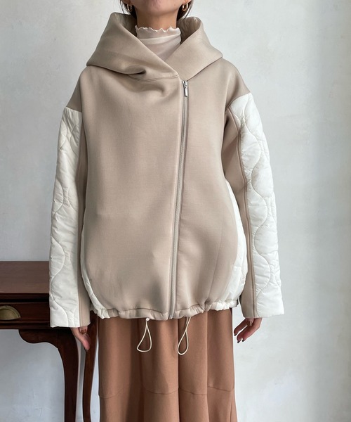 DouDou（ドゥドゥ）の「【WEB限定】キルティング切替ダンボールブルゾン（ブルゾン・レディース・ブラック/ベージュ/カーキ・FREE）」の6枚目の写真