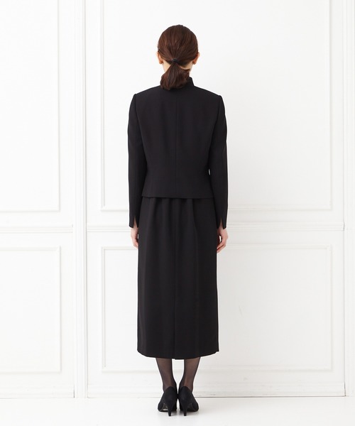 【喪服礼服】スタンドネックジャケット ウエストゴムワンピース ブラックフォーマル AIMER（エメ）の「【喪服】スタンドネックジャケット・ウエスト