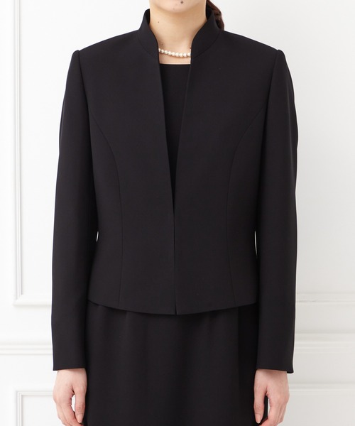 【喪服礼服】スタンドネックジャケット ウエストゴムワンピース ブラックフォーマル AIMER セットアップ 「喪服・礼服」スタンドネックジャケット