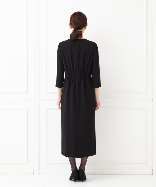 【喪服礼服】スタンドネックジャケット ウエストゴムワンピース ブラックフォーマル AIMER（エメ）の「【喪服】スタンドネックジャケット・ウエスト