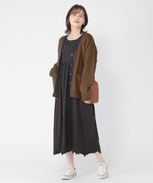 studio CLIP（スタディオクリップ）の「12ゲージ総針ニットVネックカーディガン（カーディガン/ボレロ・レディース・ブラウン/ネイビー/グリーン・FREE）」の13枚目の写真