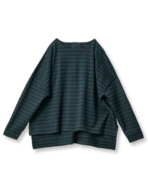 avecmoi（アヴェクモワ）の「【佐藤かなさんプロデュース】 アヴェクモワ　ロングスリーブボーダーＴシャツ〈紺×緑〉（Tシャツ/カットソー・レディース・グリーン系その他・1/2）」の9枚目の写真