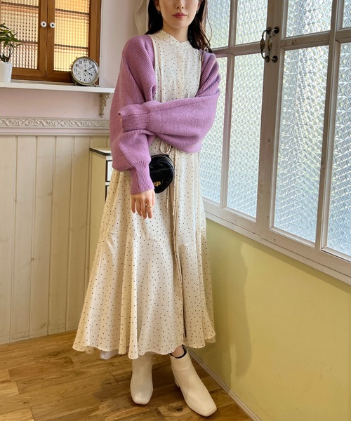 FREE'S MART（フリーズマート）の「【Sシリーズ対応】バンドカラードットガウンワンピース（ワンピース・レディース・ブラック系その他/ホワイト系その他・MEDIUM/X-SMALL/SMALL）」の16枚目の写真