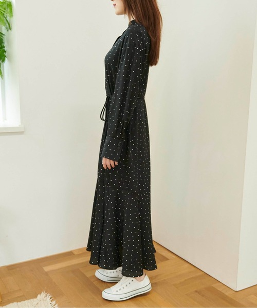 FREE'S MART（フリーズマート）の「【Sシリーズ対応】バンドカラードットガウンワンピース（ワンピース・レディース・ブラック系その他/ホワイト系その他・MEDIUM/X-SMALL/SMALL）」の22枚目の写真
