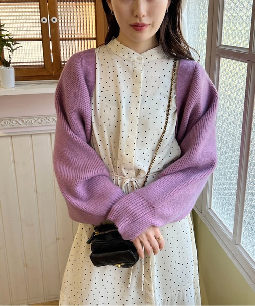 FREE'S MART（フリーズマート）の「【Sシリーズ対応】バンドカラードットガウンワンピース（ワンピース・レディース・ブラック系その他/ホワイト系その他・MEDIUM/X-SMALL/SMALL）」の4枚目の写真