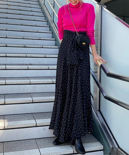 FREE'S MART（フリーズマート）の「【Sシリーズ対応】バンドカラードットガウンワンピース（ワンピース・レディース・ブラック系その他/ホワイト系その他・MEDIUM/X-SMALL/SMALL）」の5枚目の写真