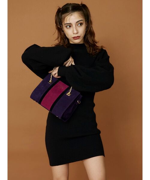 EVRIS（エヴリス）の「バイカラーブロッキングショルダーバッグ（ショルダーバッグ・レディース・ブラック/ベージュ/パープル・FREE）」の16枚目の写真