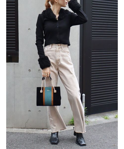 EVRIS（エヴリス）の「バイカラーブロッキングショルダーバッグ（ショルダーバッグ・レディース・ブラック/ベージュ/パープル・FREE）」の6枚目の写真