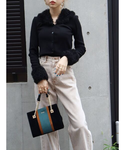 EVRIS（エヴリス）の「バイカラーブロッキングショルダーバッグ（ショルダーバッグ・レディース・ブラック/ベージュ/パープル・FREE）」の19枚目の写真