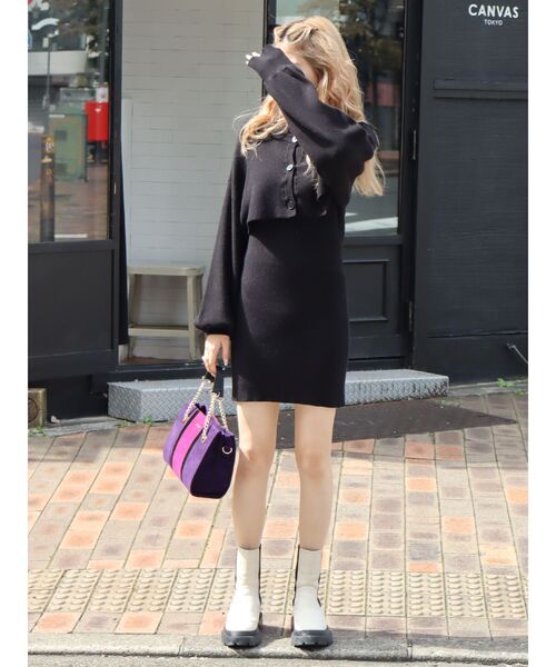 EVRIS（エヴリス）の「バイカラーブロッキングショルダーバッグ（ショルダーバッグ・レディース・ブラック/ベージュ/パープル・FREE）」の17枚目の写真