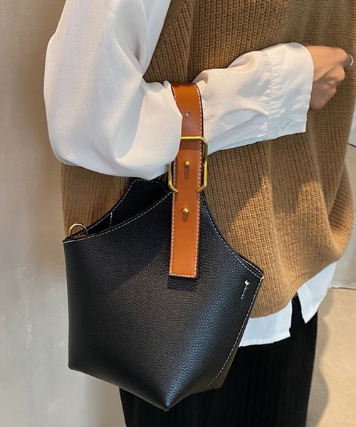 ANOTHER S（アナザーエス）の「２wayミニショルダーバッグ＆ハンドバッグ バケット型ショルダーバッグ（ハンドバッグ・レディース・ブラック/ホワイト/ダークブラウン/ベージュ/ブラウン・FREE）」の4枚目の写真