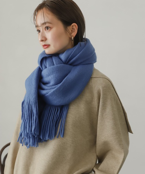 SENSE OF PLACE by URBAN RESEARCH（センスオブプレイスバイアーバンリサーチ）の「ニットフリンジストール（ストール/ショール・レディース・ブルー/ブラック/アイボリー/イエロー・ONE）」の10枚目の写真