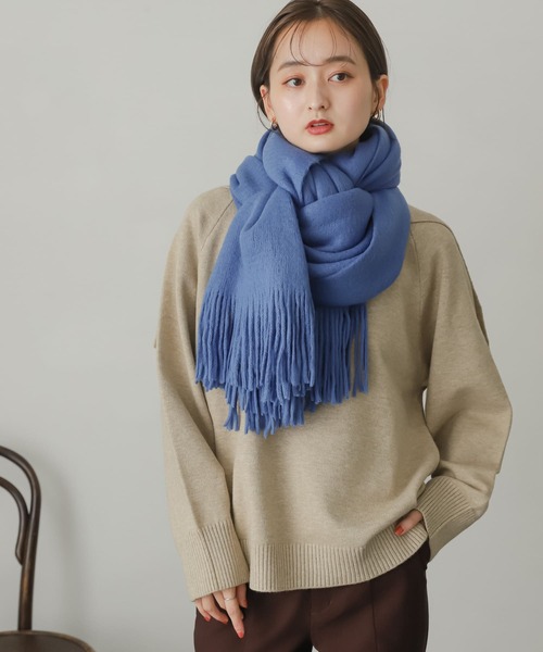 SENSE OF PLACE by URBAN RESEARCH（センスオブプレイスバイアーバンリサーチ）の「ニットフリンジストール（ストール/ショール・レディース・ブルー/ブラック/アイボリー/イエロー・ONE）」の11枚目の写真