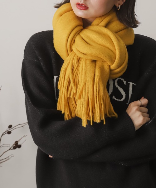 SENSE OF PLACE by URBAN RESEARCH（センスオブプレイスバイアーバンリサーチ）の「ニットフリンジストール（ストール/ショール・レディース・ブルー/ブラック/アイボリー/イエロー・ONE）」の15枚目の写真