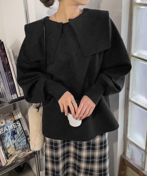 Chillfar(チルファー)の「2wayビッグカラースウェット(スウェット・レディース・オートミール/チャコール/ブラウン/ホワイト/ブラック/杢グレー・FREE)」の1枚目の写真