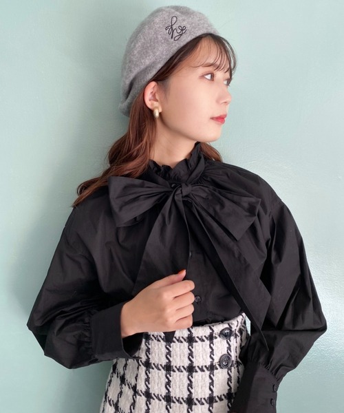 one after another NICE CLAUP(ワンアフターアナザーナイスクラップ)の「【取り外し可能】ビッグリボンチュニックブラウス(シャツ/ブラウス・レディース・ピンク/ブラック/オフホワイト・FREE)」の5枚目の写真