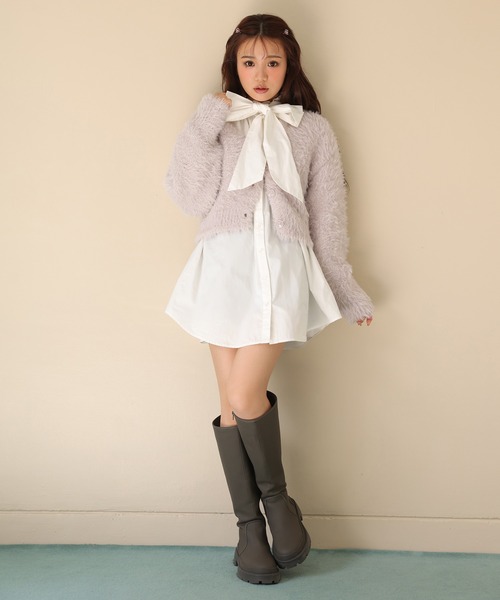 one after another NICE CLAUP(ワンアフターアナザーナイスクラップ)の「【取り外し可能】ビッグリボンチュニックブラウス(シャツ/ブラウス・レディース・ピンク/ブラック/オフホワイト・FREE)」の21枚目の写真