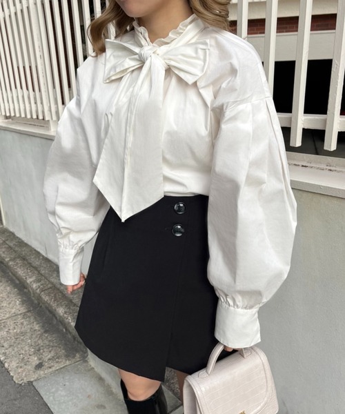 取り外し可能】ビッグリボンチュニックブラウス（シャツ/ブラウス