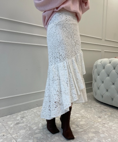 EIMY ISTOIRE（エイミーイストワール）の「モールレースマーメイドスカート（スカート・レディース・ブラック/ピンクベージュ/ホワイト/ネイビー・S/M/XS）」の7枚目の写真
