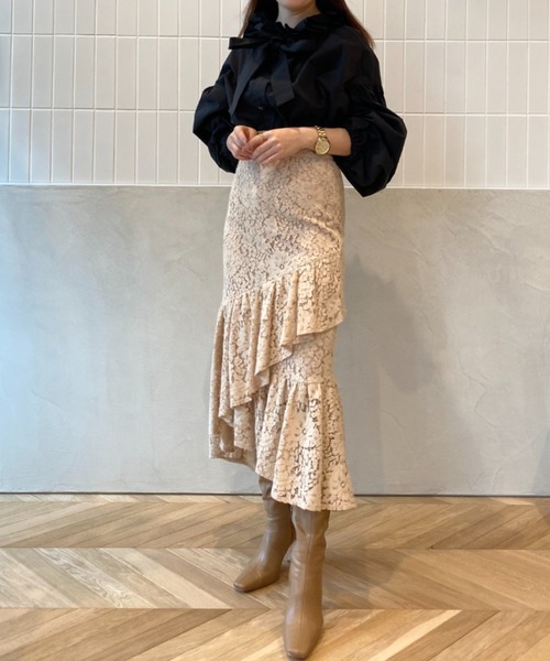 EIMY ISTOIRE（エイミーイストワール）の「モールレースマーメイドスカート（スカート・レディース・ブラック/ピンクベージュ/ホワイト/ネイビー・S/M/XS）」の19枚目の写真