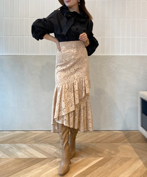 EIMY ISTOIRE（エイミーイストワール）の「モールレースマーメイドスカート（スカート・レディース・ブラック/ピンクベージュ/ホワイト/ネイビー・S/M/XS）」の18枚目の写真