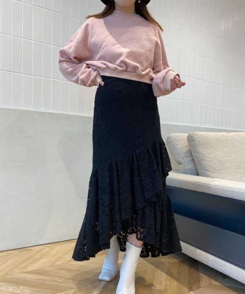EIMY ISTOIRE（エイミーイストワール）の「モールレースマーメイドスカート（スカート・レディース・ブラック/ピンクベージュ/ホワイト/ネイビー・S/M/XS）」の8枚目の写真
