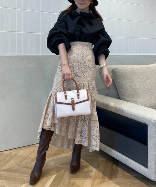 EIMY ISTOIRE（エイミーイストワール）の「モールレースマーメイドスカート（スカート・レディース・ブラック/ピンクベージュ/ホワイト/ネイビー・S/M/XS）」の17枚目の写真