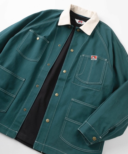 BEN DAVIS（ベンデイビス）の「【BEN DAVIS/ベンデイビス】 ワンポイントロゴ クラシック カバーオール/ カツラギ素材 ステッチ入り ワークジャケット/ COVERALL（カバーオール・メンズ・ダークブルー/ホワイト/グリーン/ブラック・M/L/XL）」の4枚目の写真
