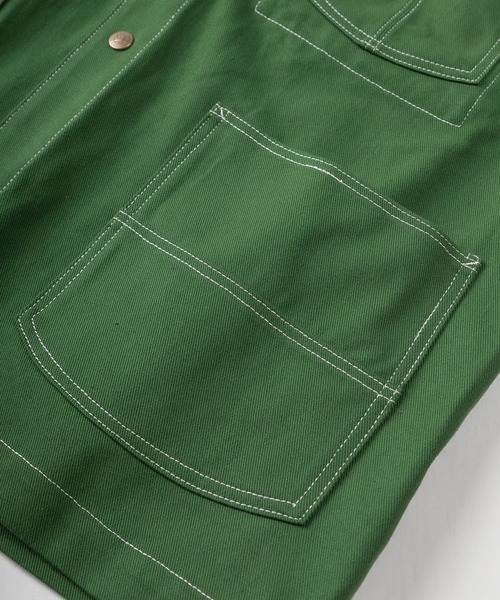 BEN DAVIS（ベンデイビス）の「【BEN DAVIS/ベンデイビス】 ワンポイントロゴ クラシック カバーオール/ カツラギ素材 ステッチ入り ワークジャケット/ COVERALL（カバーオール・メンズ・ダークブルー/ホワイト/グリーン/ブラック・M/L/XL）」の15枚目の写真