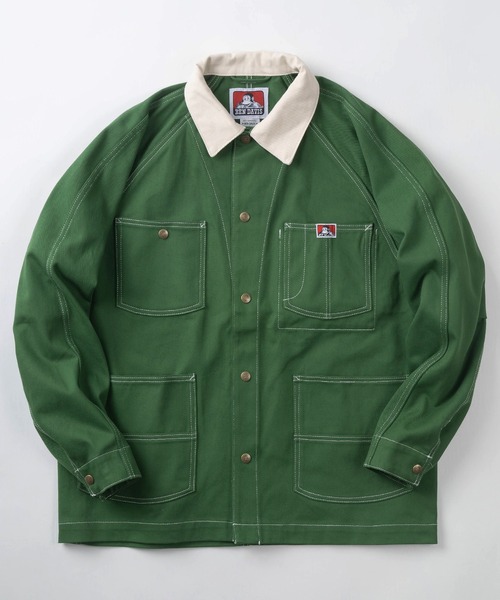 BEN DAVIS（ベンデイビス）の「【BEN DAVIS/ベンデイビス】 ワンポイントロゴ クラシック カバーオール/ カツラギ素材 ステッチ入り ワークジャケット/ COVERALL（カバーオール・メンズ・ダークブルー/ホワイト/グリーン/ブラック・M/L/XL）」の8枚目の写真