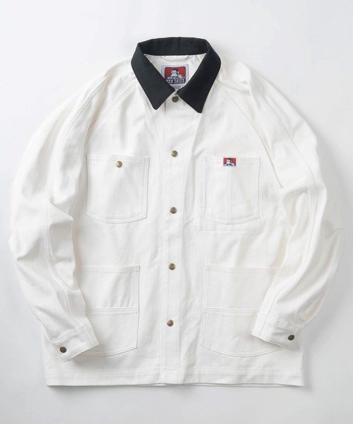 BEN DAVIS（ベンデイビス）の「【BEN DAVIS/ベンデイビス】 ワンポイントロゴ クラシック カバーオール/ カツラギ素材 ステッチ入り ワークジャケット/ COVERALL（カバーオール・メンズ・ダークブルー/ホワイト/グリーン/ブラック・M/L/XL）」の5枚目の写真