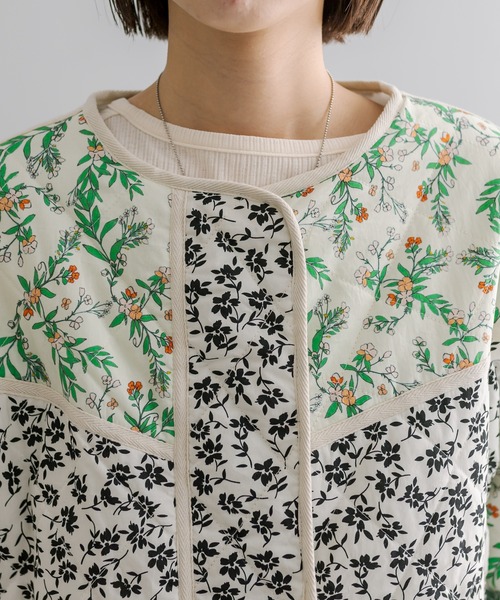 mystic（ミスティック）の「花柄キルティングジャケット（ノーカラージャケット・レディース・ブラック/アイボリー・FREE）」の18枚目の写真