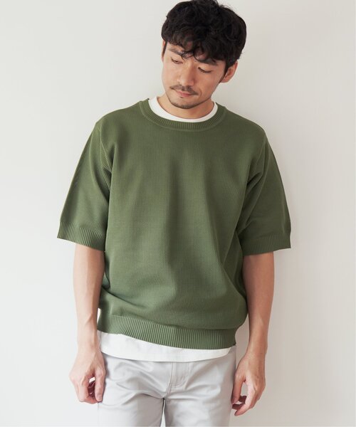 ikka(イッカ)の「【2点セット】ワッフルニット半袖インナーセット(ニット/セーター・メンズ・オリーブ/ベージュ/パープル/ネイビー・S/M/L/XL)」の9枚目の写真
