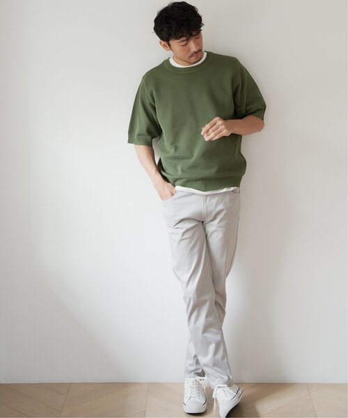 ikka(イッカ)の「【2点セット】ワッフルニット半袖インナーセット(ニット/セーター・メンズ・オリーブ/ベージュ/パープル/ネイビー・S/M/L/XL)」の10枚目の写真
